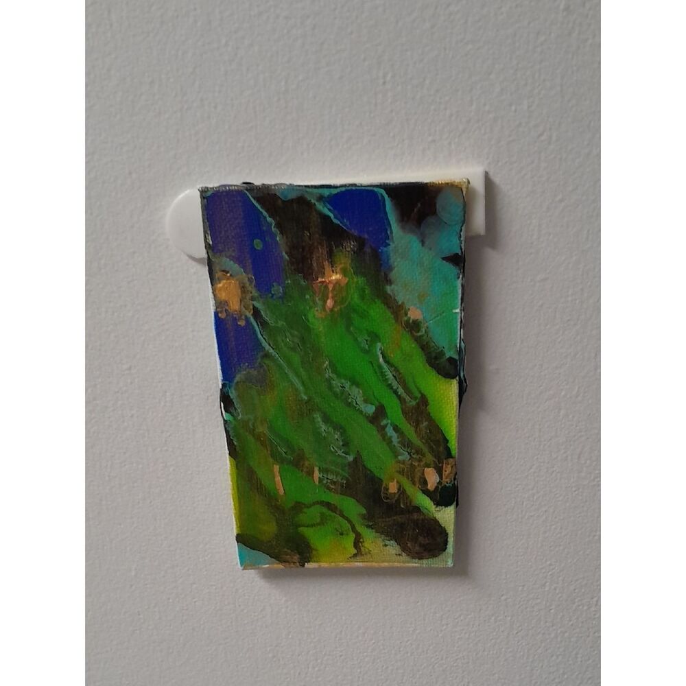 Vibrant Green & Blue Abstract Canvas Painting by